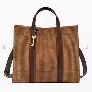 FOSSIL Carmen Shopper Leather Tote Bag Multi Brown